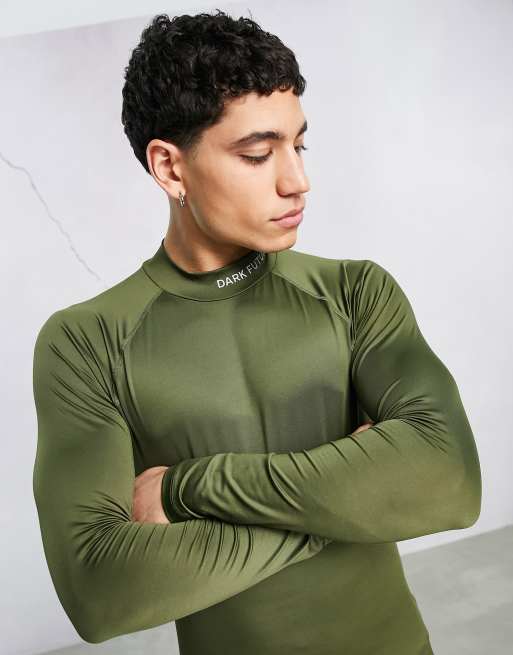 ASOS Dark Future - Active - T-shirt da allenamento a collo montante e maniche lunghe