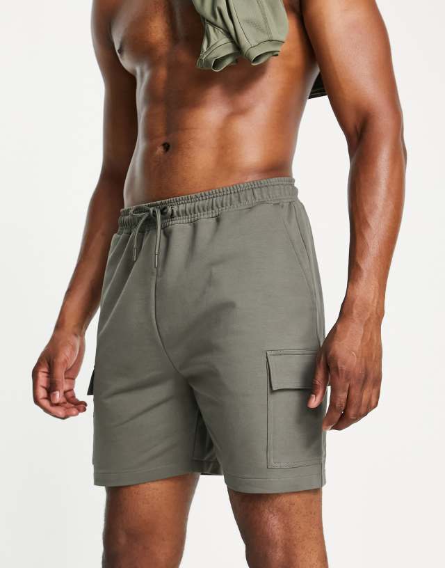 ASOS Dark Future Active training shorts with cargo pocket in khaki