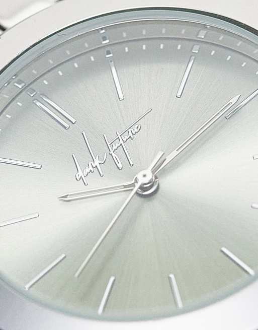 ASOS Dark Future - Armbandhorloge in zilver met saliegroene wijzerplaat, 2 van 4