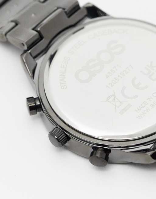 ASOS Dark Future – Armbanduhr in Schwarz mit Zifferblatt in sattem Blau , 3 von 4