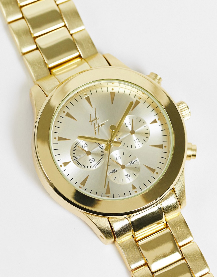 ASOS DESIGN ASOS Dark Future bracelet watch in gold tone