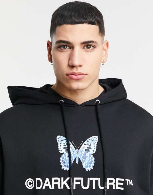 ASOS Dark Future co-ord oversized hoodie in black with butterfly logo