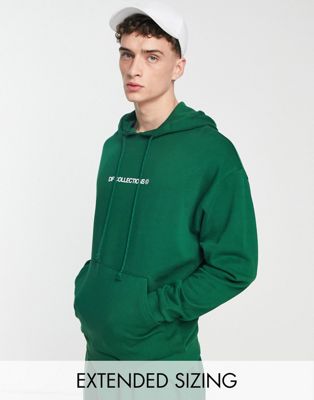 ASOS Dark Future co-ord oversized hoodie with logo prints in dark green