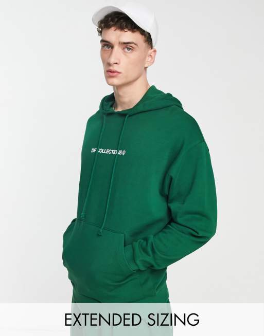 Asos Dark Future Co Ord Oversized Hoodie With Logo Prints In Dark Green