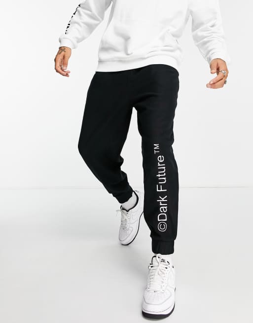 Asos Dark Future Co Ord Relaxed Polar Fleece Joggers In Black With