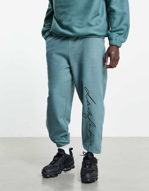 Asos Dark Future Co Ord Relaxed Polar Fleece Joggers In Green With