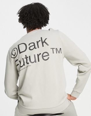 ASOS Dark Future co-ord sweatshirt with back logo print in neutral - ASOS Price Checker