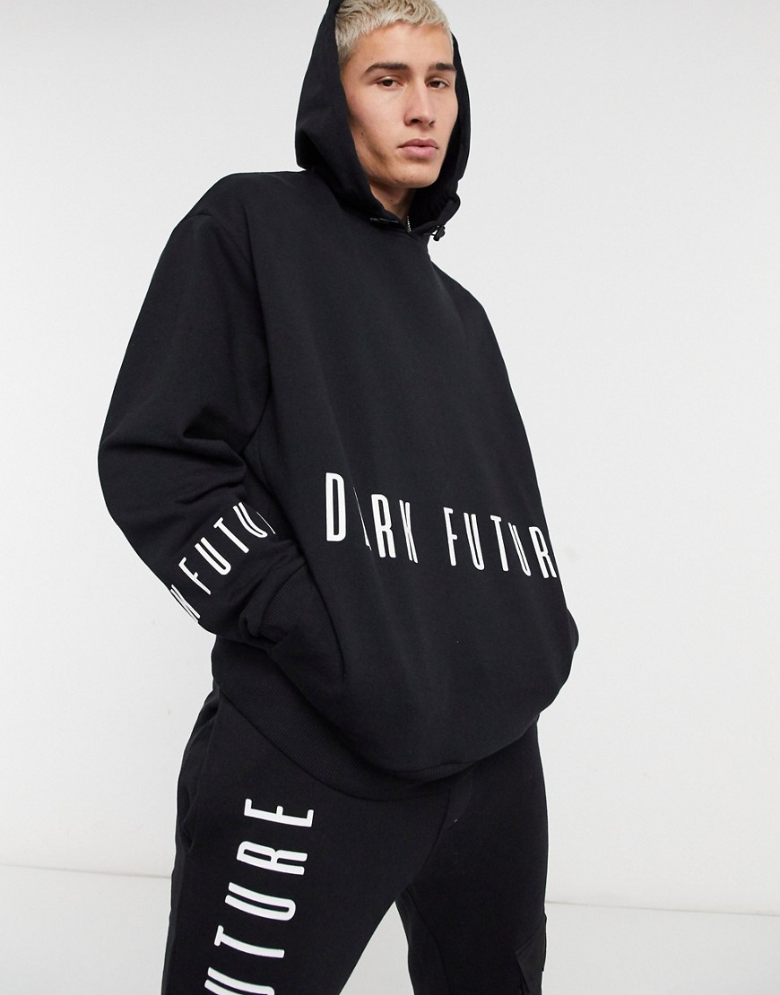 ASOS - Dark Future - Combi-set - Extreem oversized hoodie met logo-Zwart