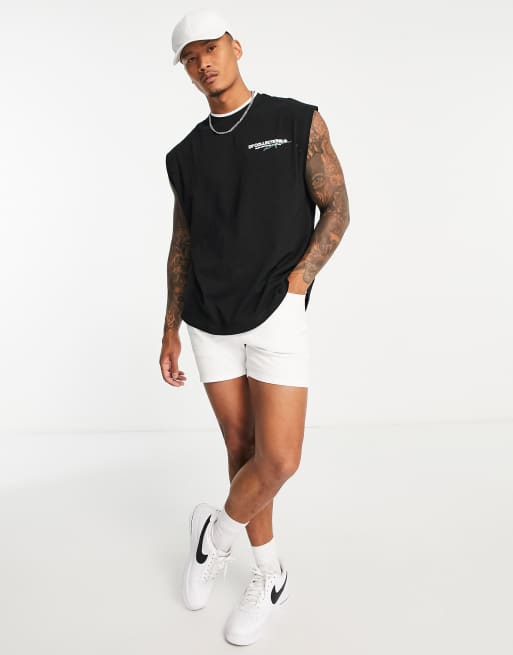 ASOS Dark Future – Czarny podkoszulek oversize z zaokrąglonym dołem i haftem z logo, 2 z 4