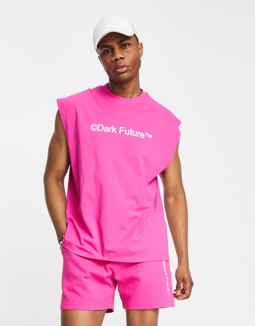 ASOS Dark Future - Ensemble à logo imprimé sur la poitrine - Rose vif, 3 de 3