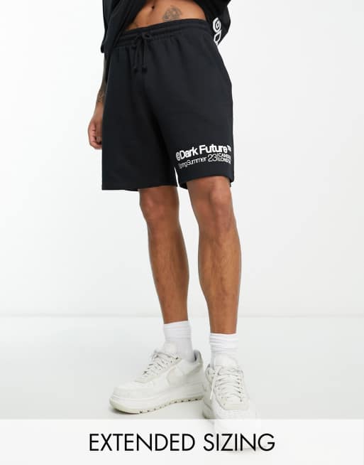 ASOS Dark Future - Ensemble avec short décontracté à logo imprimé - Noir