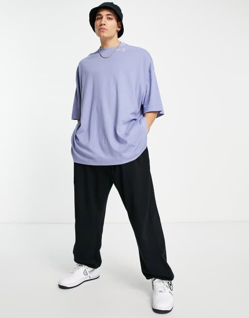 ASOS Dark Future - Extreem oversized T-shirt van dikke geborstelde katoen met logoprints in blauw, 2 van 4