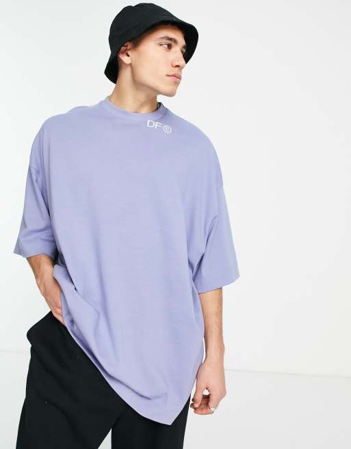 ASOS Dark Future - Extreem oversized T-shirt van dikke geborstelde katoen met logoprints in blauw, 4 van 4