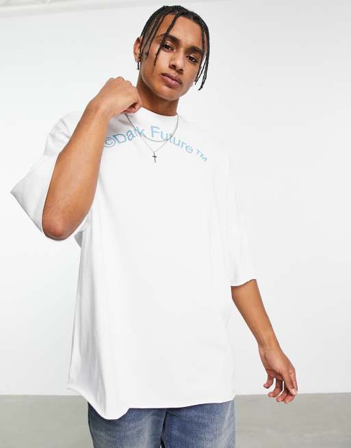 ASOS Dark Future extreme oversized t-shirt with raw edges and puff ...