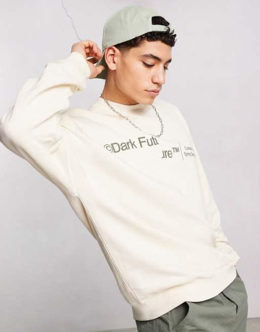ASOS Dark Future - Felpa oversize bianco sporco con logo combinato