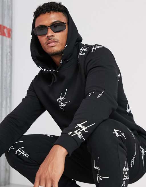 ASOS DESIGN - Combi-set in zwart met dark future-logoprint, 2 van 3