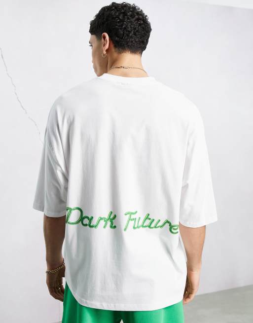 ASOS Dark Future - Hvid oversized T-shirt med grafisk boble-logo