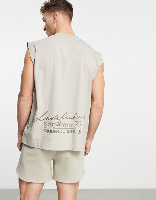 ASOS Dark Future – Kamiennobeżowy podkoszulek oversize z nadrukami logo – Część zestawu