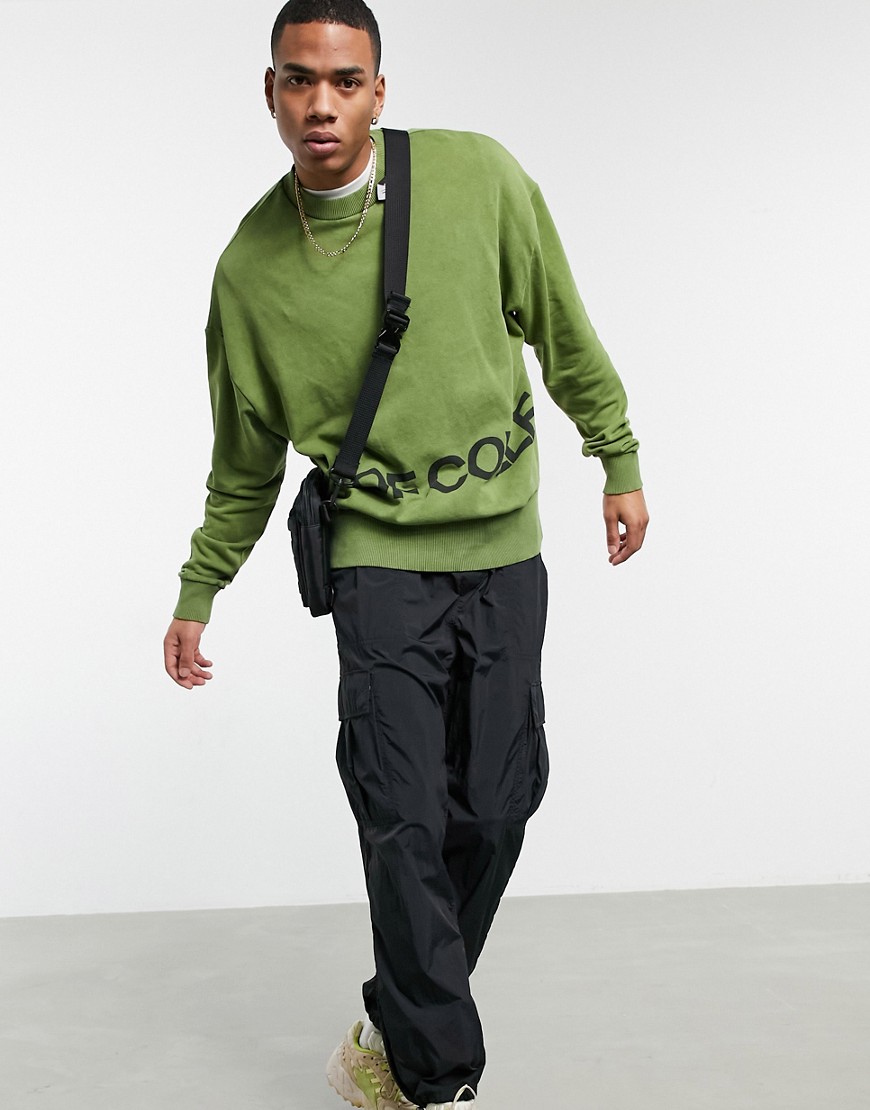 ASOS Dark Future – Khakifärgad oversized sweatshirt med stentvättad finish-Grön