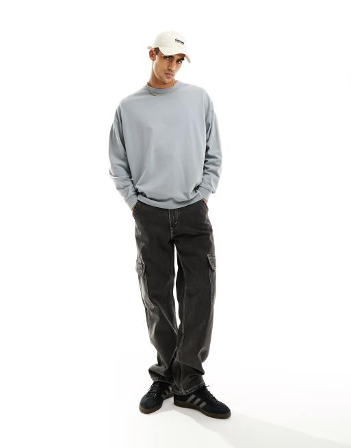 ASOS Dark Future long-sleeve t-shirt in grey wash with butterfly back print, 4 of 4