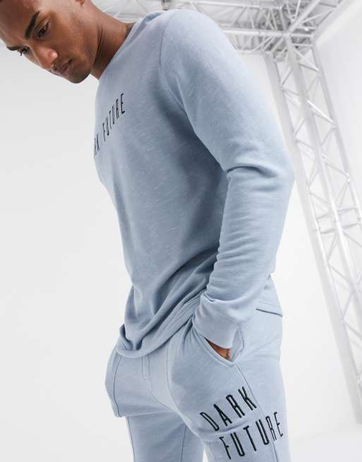 ASOS Dark Future lounge t-shirt and jogger pyjama set in blue