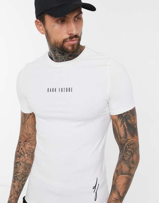 ASOS Dark Future muscle t-shirt with chest and sleeve Dark Future logo ...