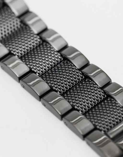 ASOS Dark Future - Orologio bracciale nero con quadrante blu intenso , 4 di 4