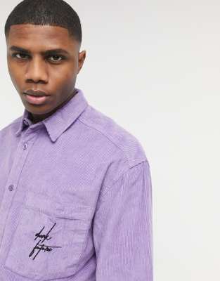 ASOS Dark Future – Oversize-Hemd aus grobem Cord im 90er-Stil mit Stickerei