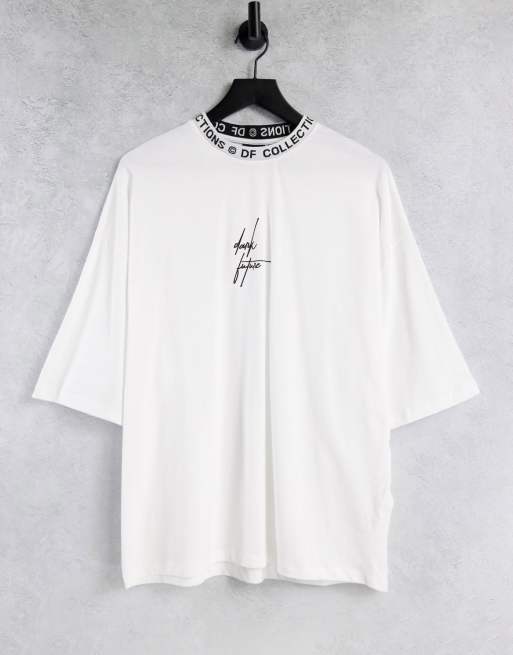 ASOS Dark Future – Oversize-T-Shirt in Rosa mit Logobesatz am Hals
