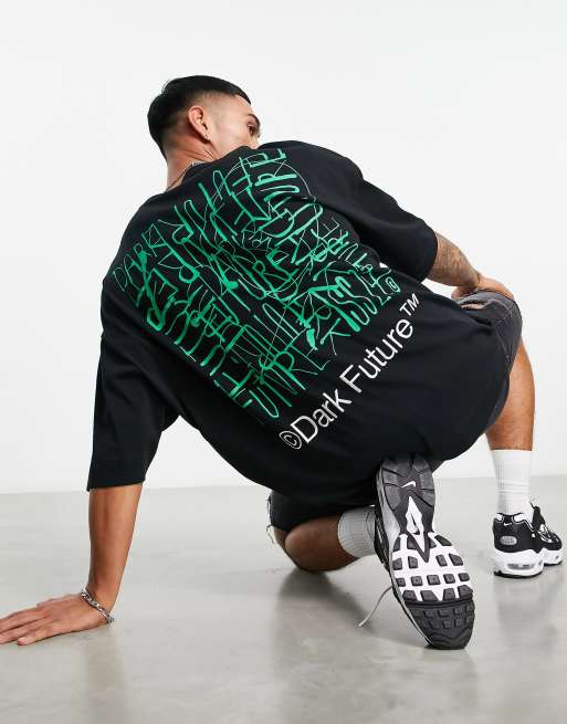 ASOS – Dark Future – Oversize-T-Shirt in Schwarz mit Logo-Grafikprint auf dem Rücken
