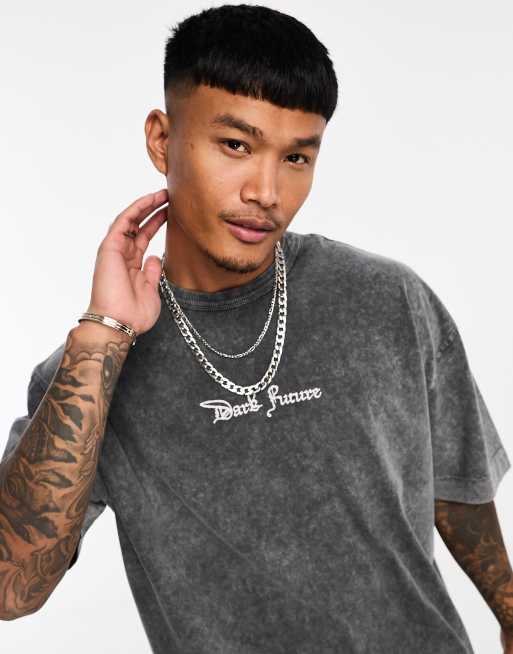 ASOS Actual Oversized Heavyweight Brushed Cotton T-Shirt with Large Graphic Print in Black