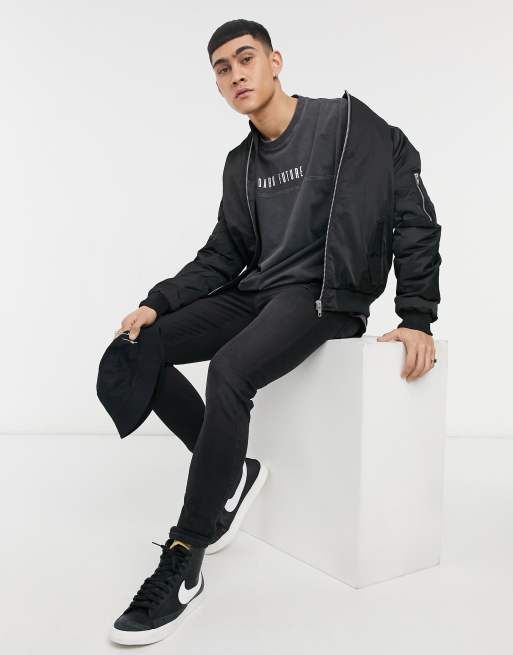 ASOS Dark Future oversized T-shirt with 3D embossed logo in gray