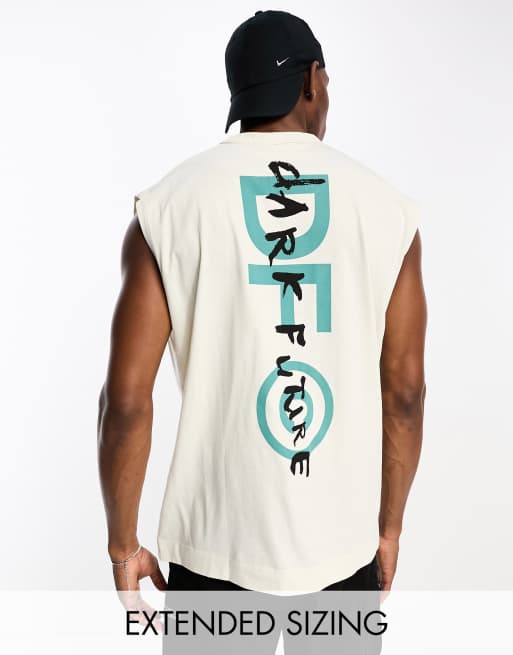 ASOS Dark Future - Oversized hemd met logoprint op de ruggengraat in wit