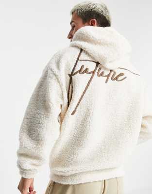 asos oversized hoodie in borg