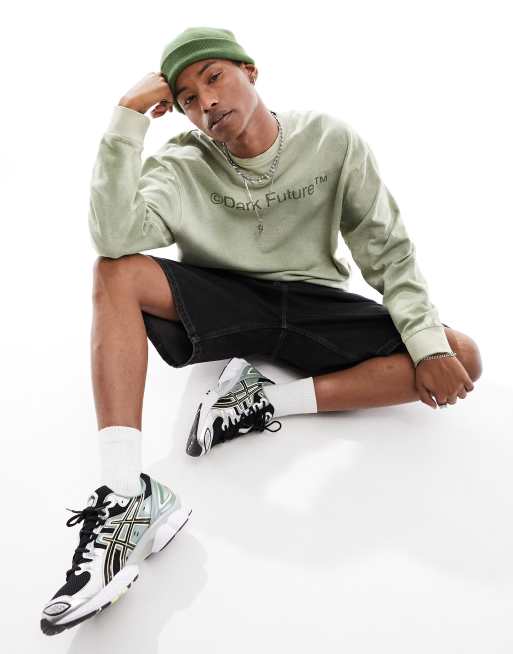ASOS DARK FUTURE oversized hoodie in gray bleach wash with print, 3 of 4