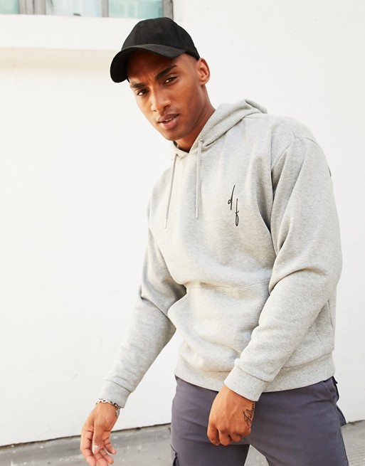 ASOS Dark Future oversized hoodie in grey marl with small logo