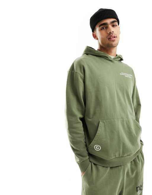 ASOS Dark Future - Oversized hoodie met print en acid wash in beige, deel van co-ord set