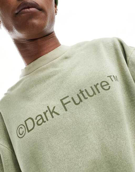 ASOS Dark Future - Oversized hoodie met print in grijze gebleekte wassing, 2 van 4