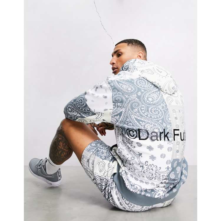 ASOS Dark Future oversized hoodie with all over paisley print in