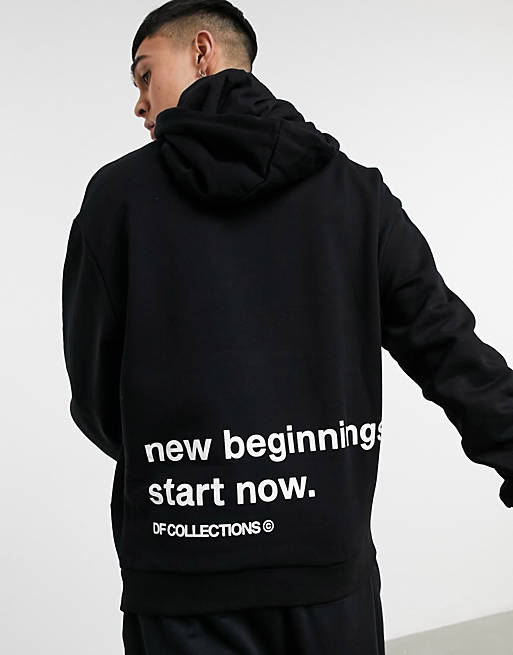 ASOS Dark Future oversized hoodie with back print in black
