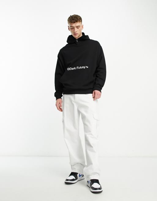 ASOS Dark Future oversized hoodie with balaclava hood detail in black, 4 of 4