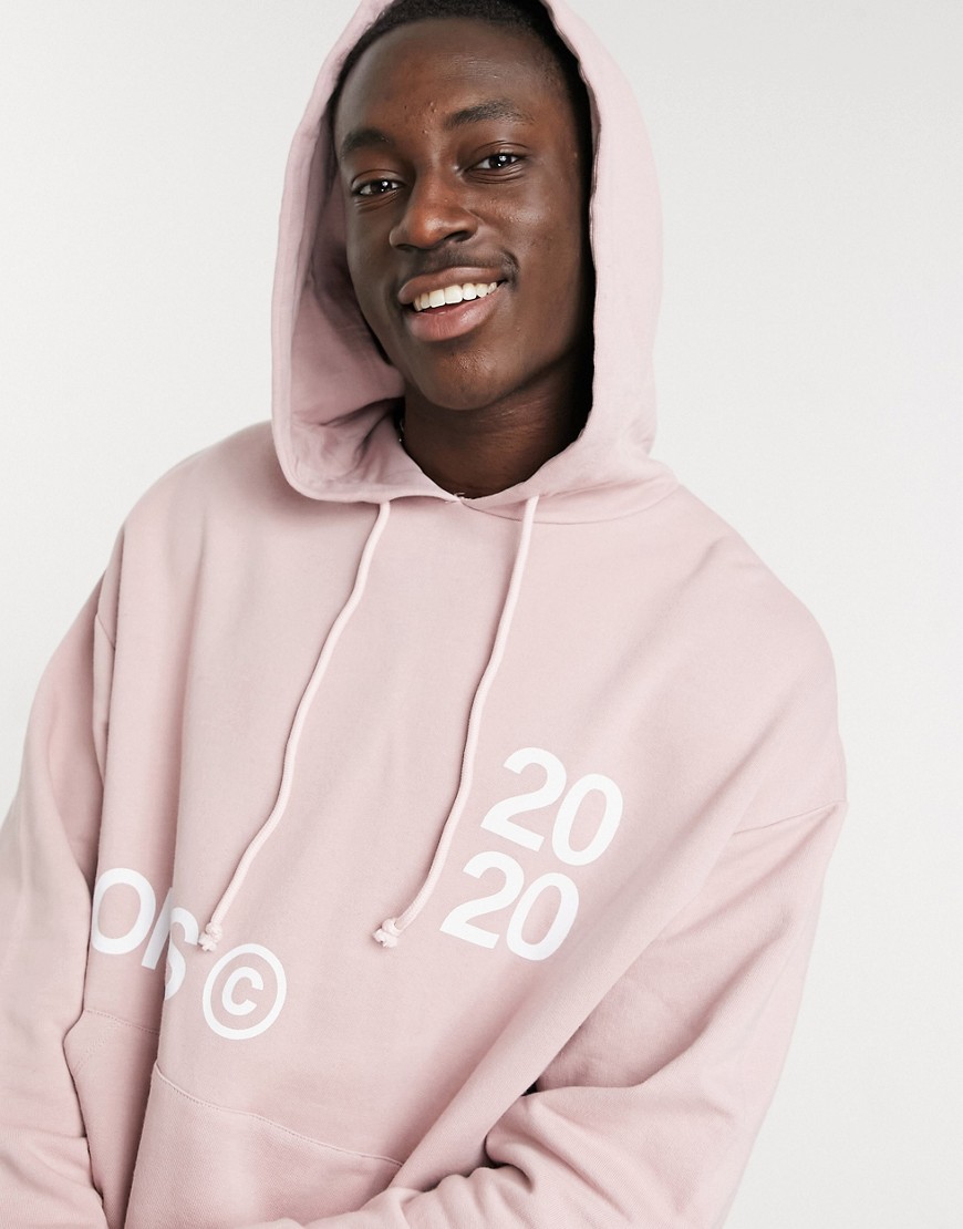 ASOS Dark Future oversized hoodie with front and back print in pink