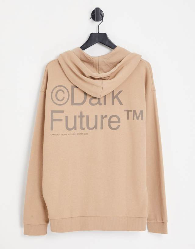 ASOS Dark Future oversized hoodie with logo back print in neutral