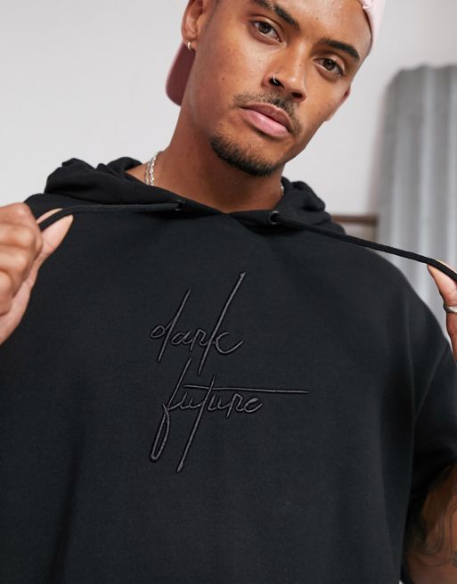 MAN Signature Embroidered Oversized Hoodie