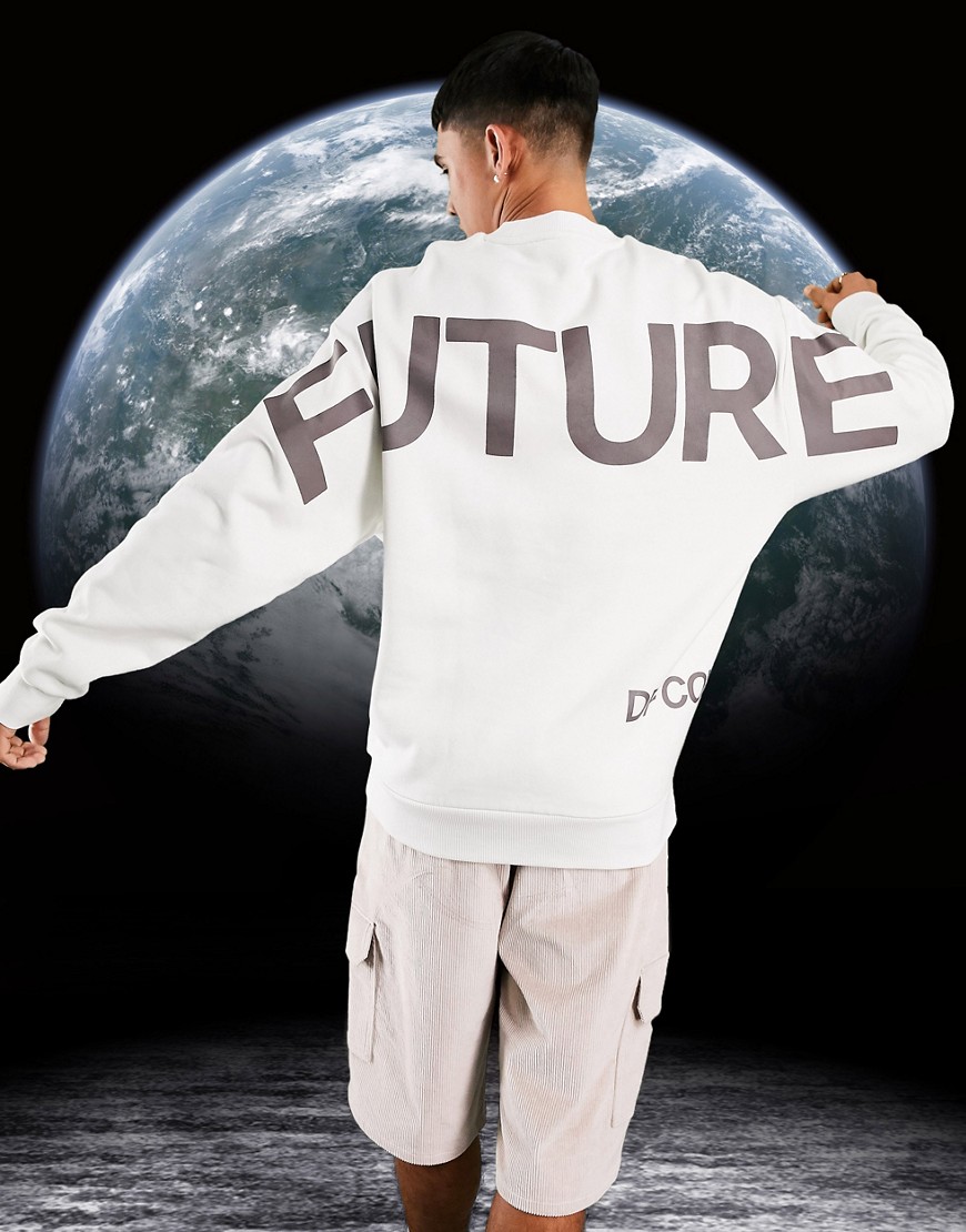 ASOS Dark Future oversized sweatshirt in beige with multi-placement print-Neutral
