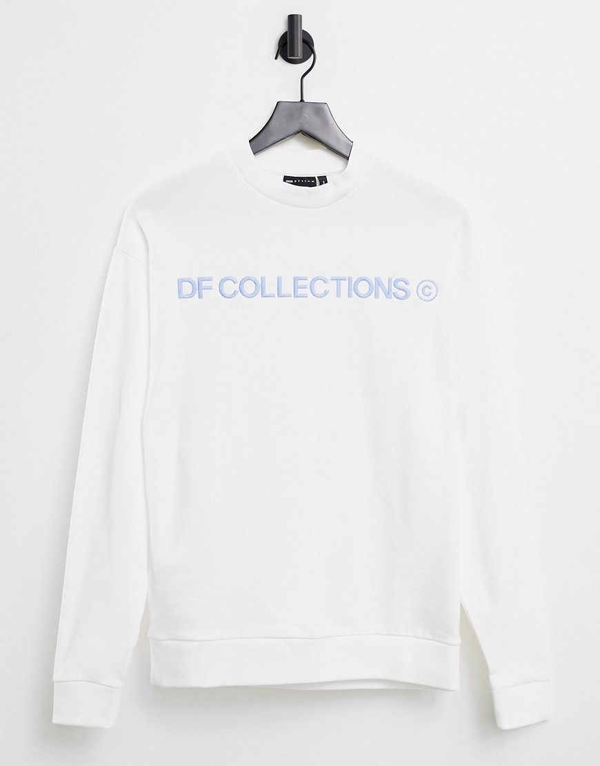 ASOS Dark Future oversized sweatshirt in reverse fleece with embroidered logo in white - part of a set