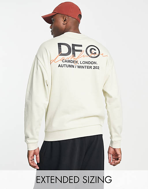 ASOS Dark Future oversized sweatshirt with logo back print in off-white |  ASOS