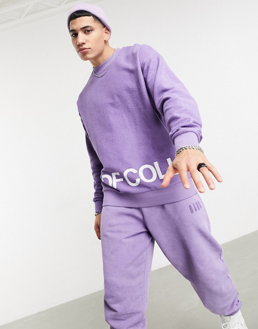 ASOS Dark Future oversized sweatshirt with wrap around logo-Purple