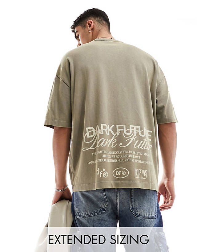 ASOS DESIGN - ASOS Dark Future oversized t-shirt in brown wash with back print