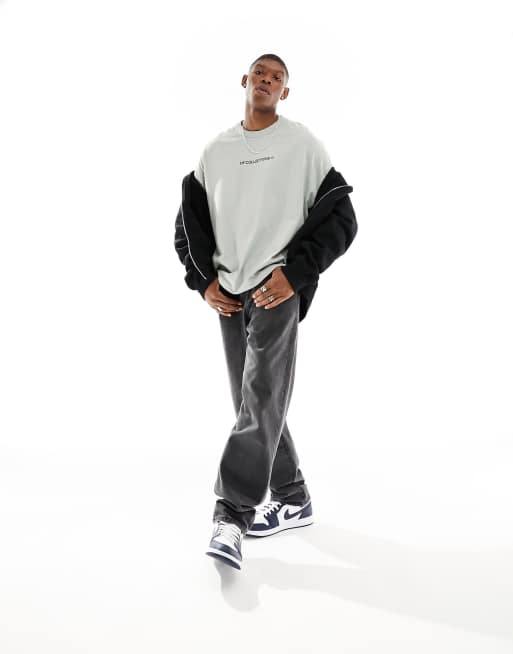 ASOS Dark Future oversized t-shirt in heavyweight 220gsm grey with logo print, 2 of 4